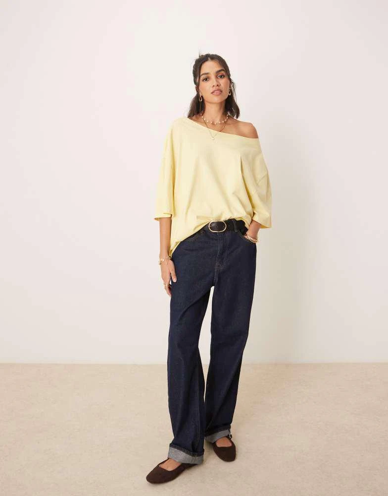 ASOS ASOS DESIGN slouchy off shoulder oversized tee in buttermilk 4