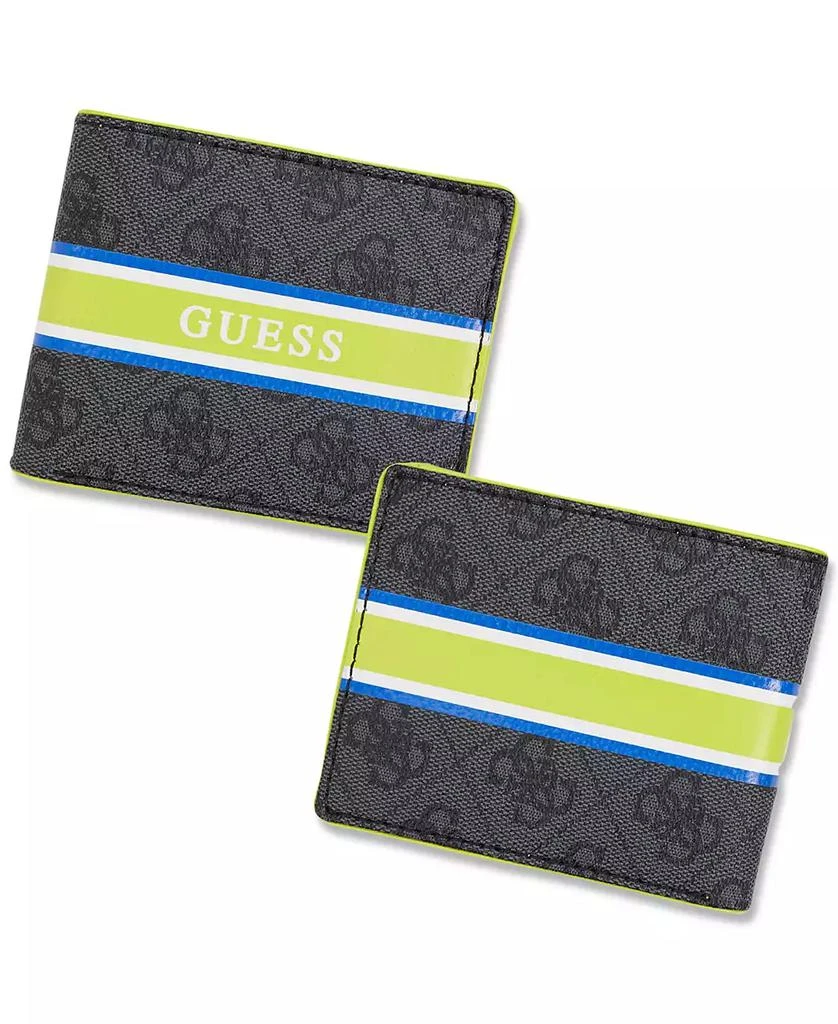 GUESS Men's Dinate Signature Stripe Quatro-G Print RFID Slimfold Wallet 6