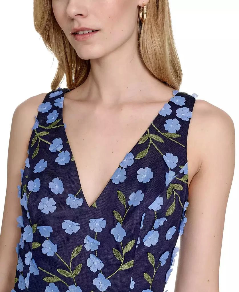 Eliza J Women's Floral-Print Mesh V-Neck Midi Dress 7