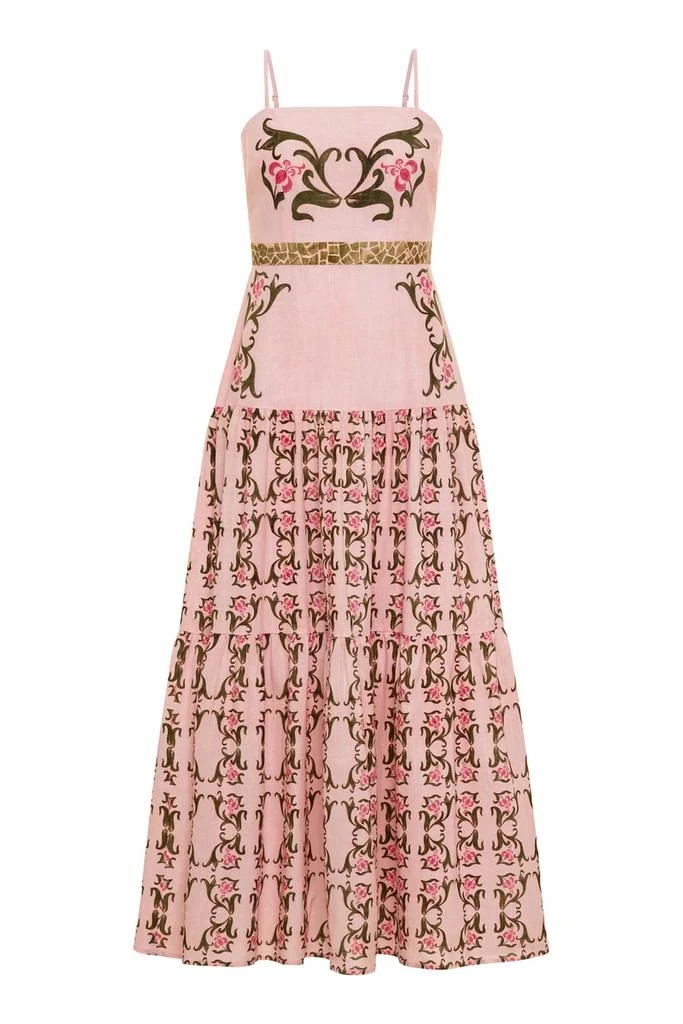 knee length dresses for ladies Blue Floral and Stripe Minnie Midi Dress main image 1