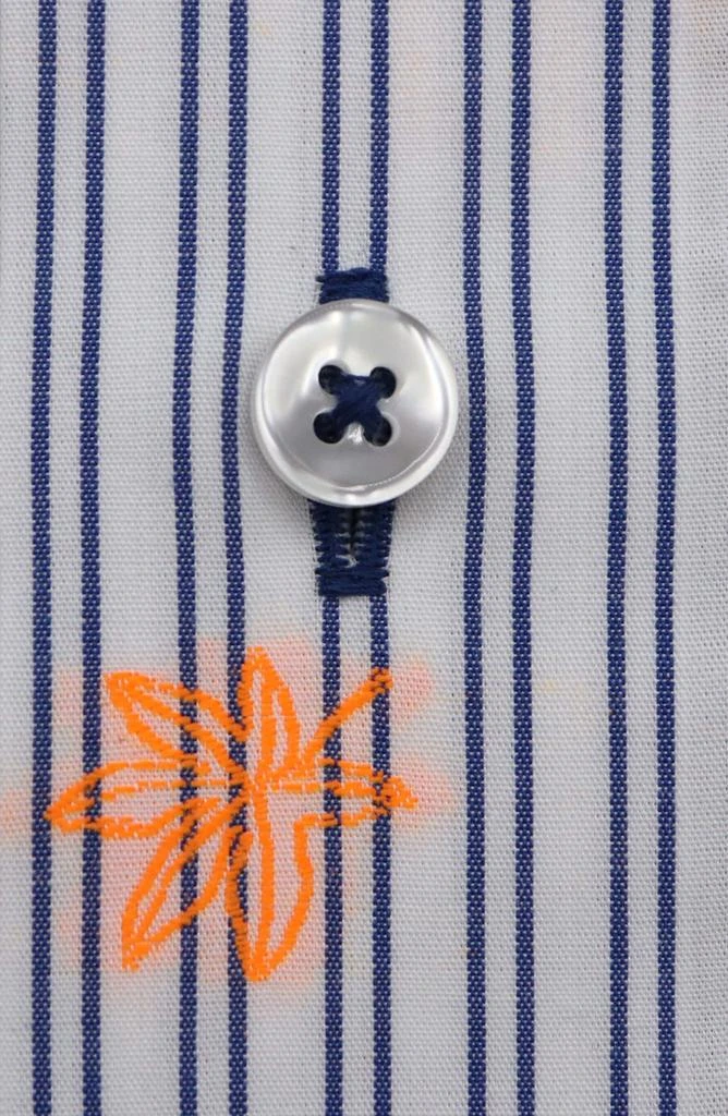 Lorenzo Uomo Trim Fit Stripe Neon Embroidery Dress Shirt 3