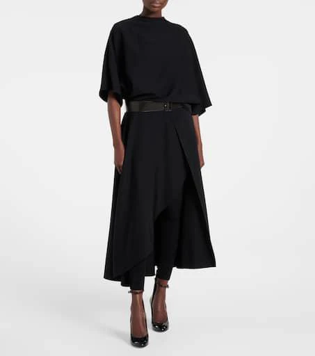 Alaïa Belted leather-trimmed midi dress 2