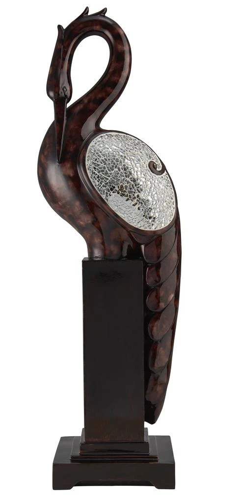 Hivvago 27" Marbleized Cherry Brown Polyresin Crane Figurine Sculpture 2