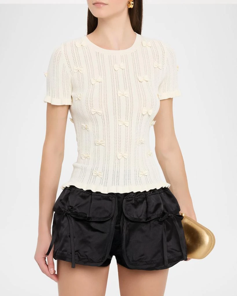 Sea Alberta Embellished Pointelle-Knit Top 4