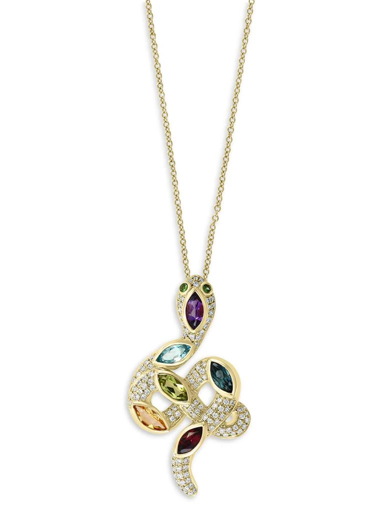 Effy 14K Yellow Gold 
Multi-Stone Snake Pendant Necklace 2