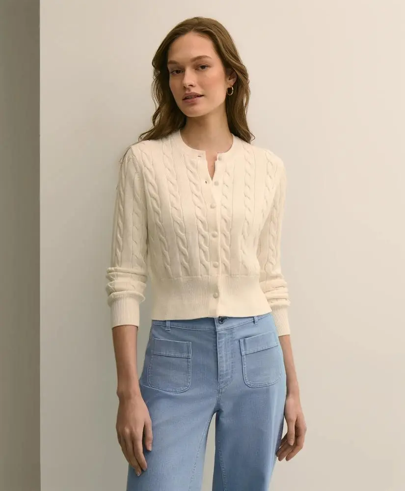 Brooks Brothers Supima® Cotton Cropped Cable Cardigan