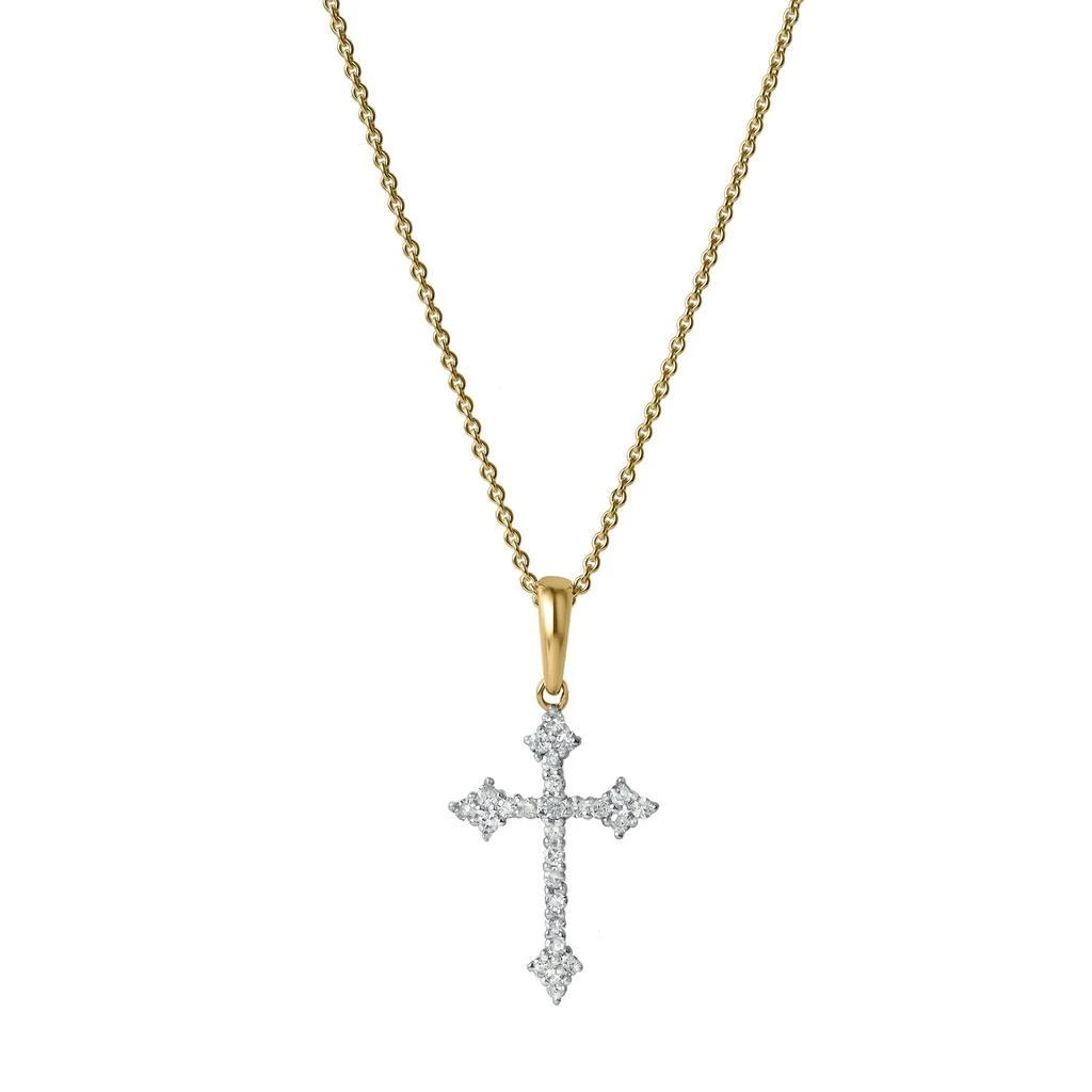 LuvMyJewelry Lumina Cross Diamond Pendant in 14K Gold