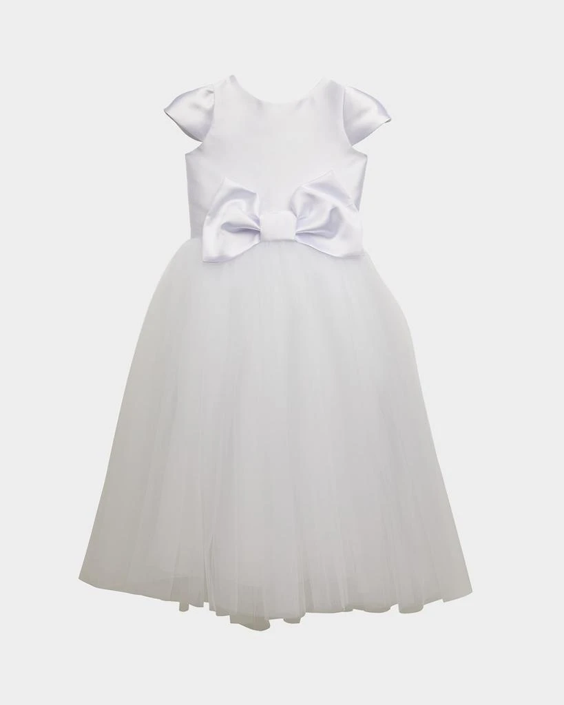 White Label by Zoe Girl's Elizabeth Satin Bow Tulle Dress, Size 2-12 1