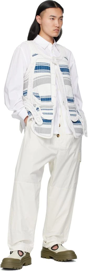 Craig Green White & Navy Hand-Embroidered Harness Vest 4