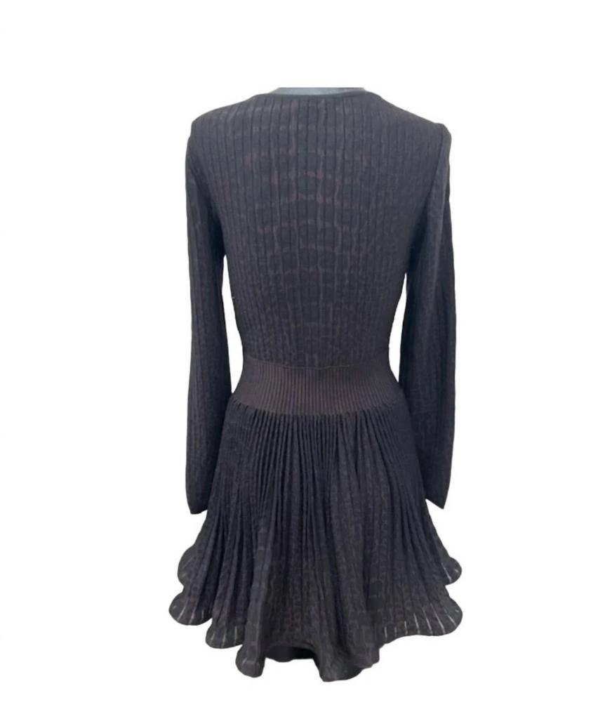 Alaia Alaia - Ribbed Stretch Long Sleeves Skater Mini Dress 4
