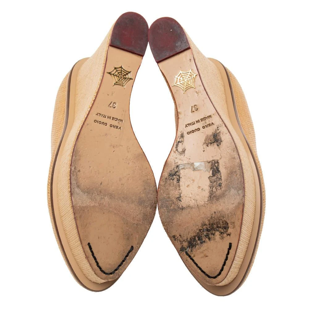 Charlotte Olympia Charlotte Olympia Cream Yellow Raffia Carmen Wedge Platform Pumps Size 37 6