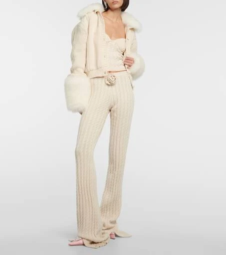 Magda Butrym Floral-appliqué split-hem flared pants 2