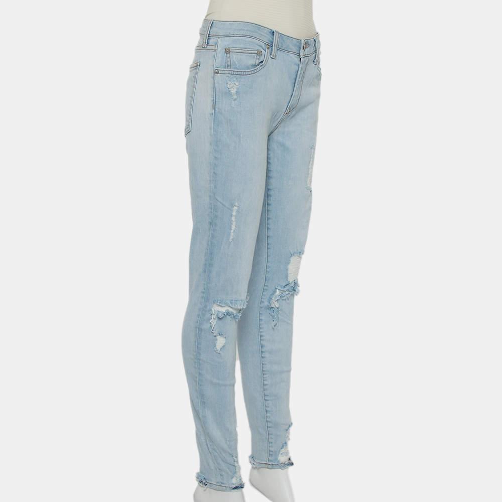 Lovers + Friends Lovers + Friends Blue Light Wash Denim Distressed Skinny Jeans M