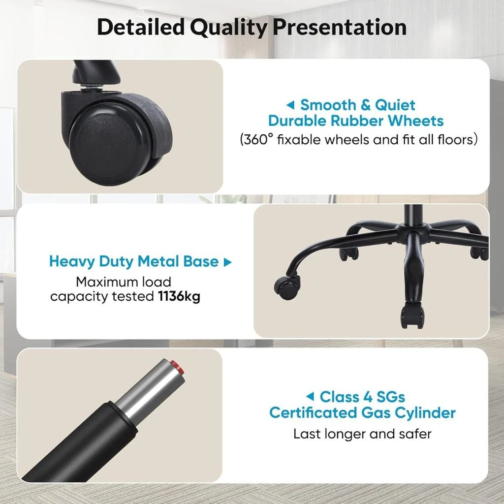 Streamdale Furniture Streamdale Ergonomic Office Chair with Footrest and Lumbar Support 5