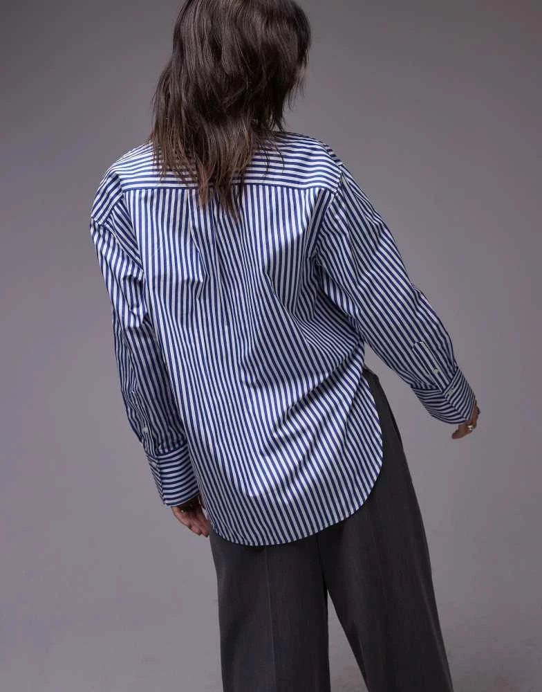 ARKET ARKET oversized tailored shirt in blue stripe 4