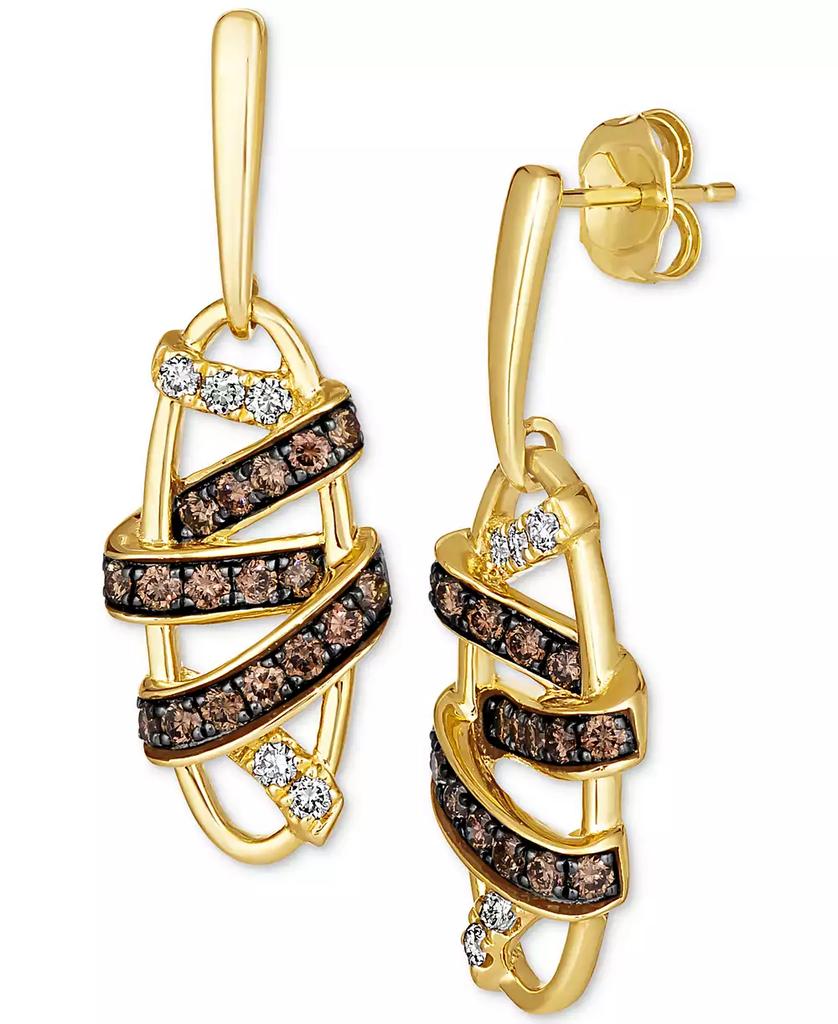 Le Vian Chocolate Diamond® (5/8 ct. t.w.) & Nude Diamond™ (1/6 ct. t.w.) Wrapped Drop Earrings in 14k Honey Gold