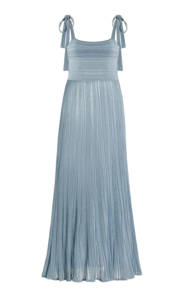 Zimmermann Zimmermann - Waverly Pleated Metallic Knit Maxi Dress - Blue - 3 - Moda Operandi 1