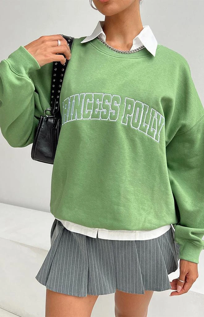 Princess Polly Green Crew Neck Sweatshirt 1