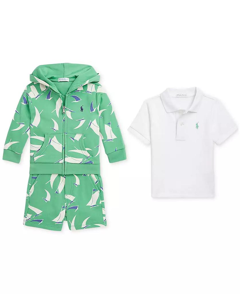 Ralph Lauren Baby Boys Sailboat-Print Hoodie, Polo Shirt & Short Set