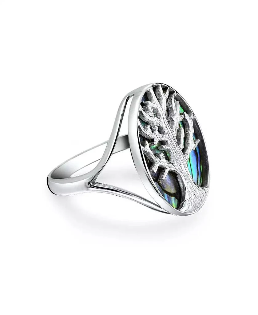 Bling Jewelry Oval Rainbow Abalone Family Wishing Statement Tree Of Life Ring .925 Sterling Silver 3
