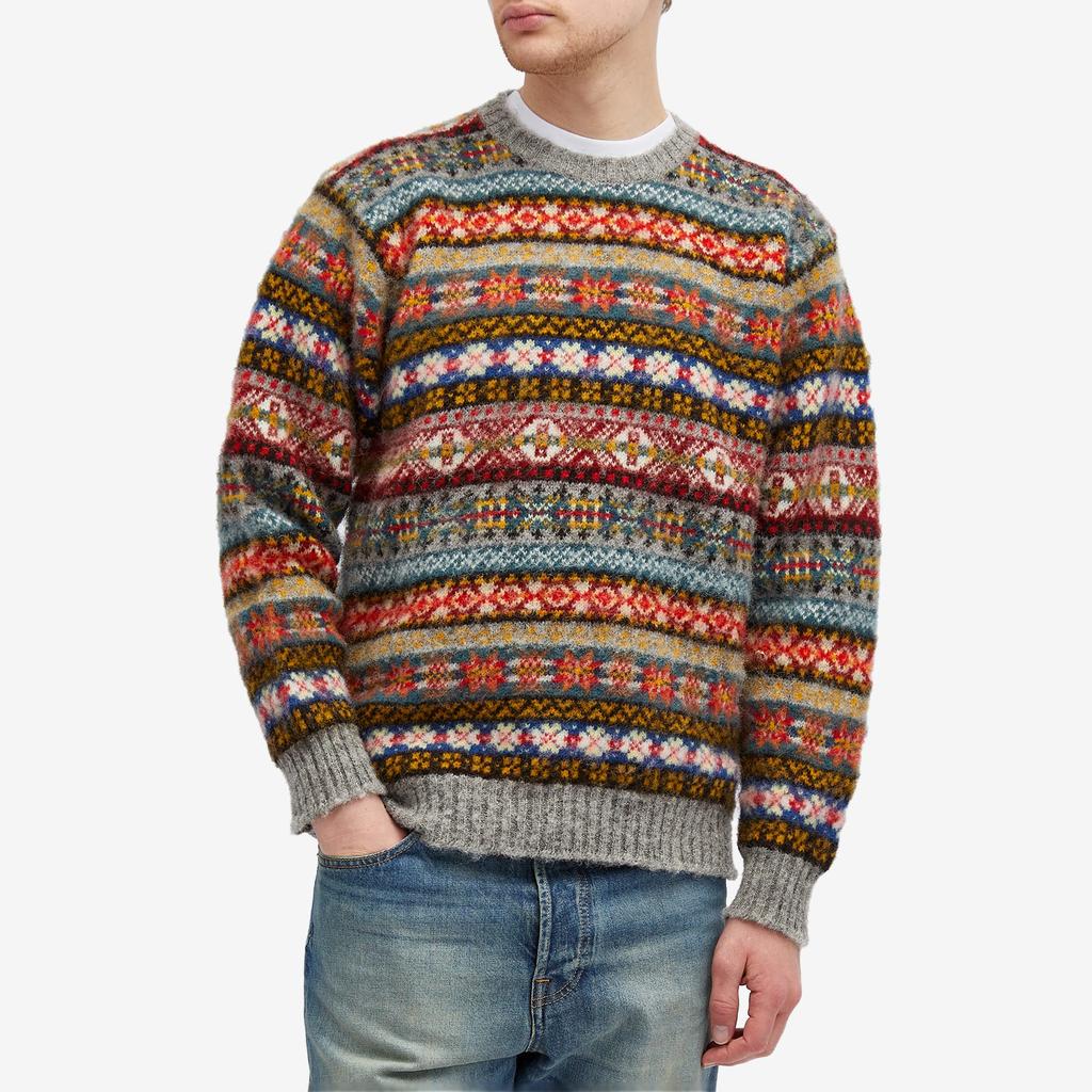 トップス EVCON JAMIESONS CREW NECK KNIT BLACK MIX Jamieson's of Shetland Fair Isle Crew Jamieson's of Shetland