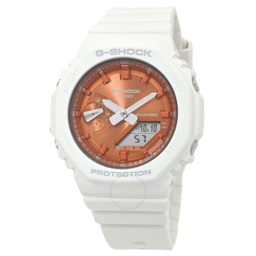 Casio G-SHOCK Alarm World Time Quartz Analog-Digital Orange Dial Watch GMA-S2100WS-7A