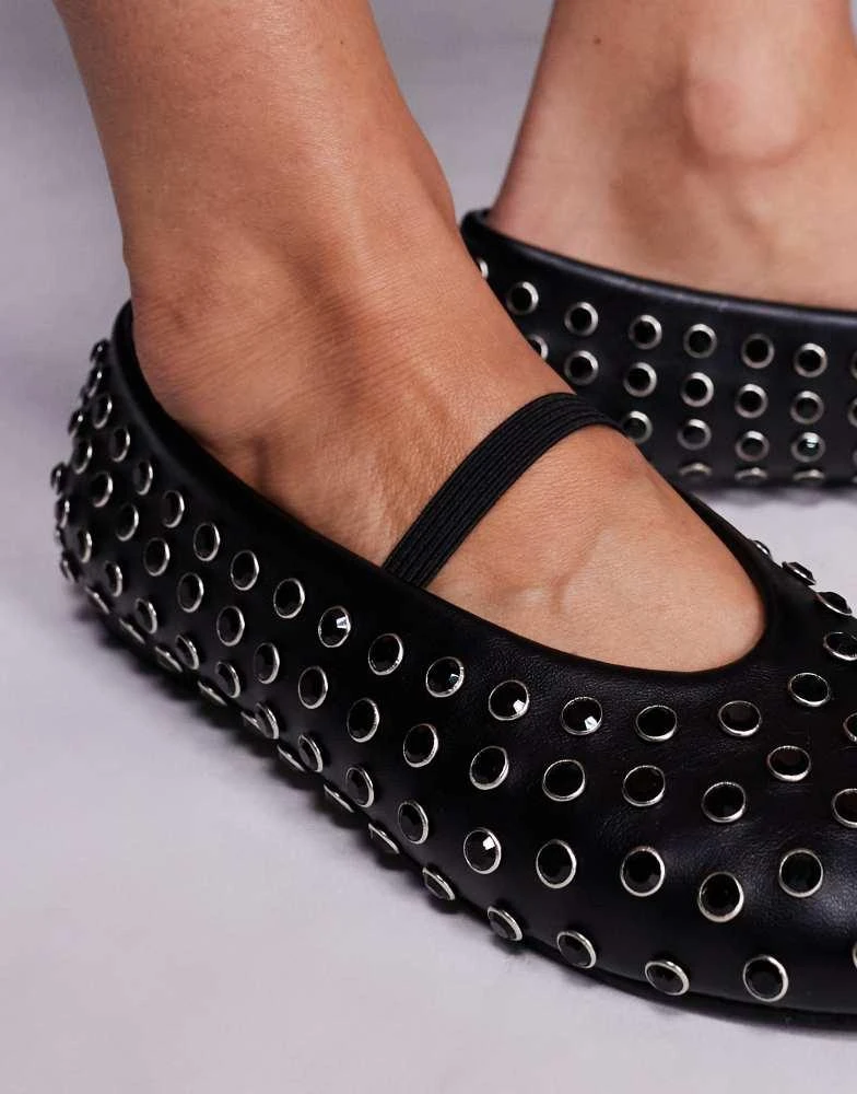 Public Desire Wide Fit Public Desire Wide Fit Mina studded ballet flats in black 2