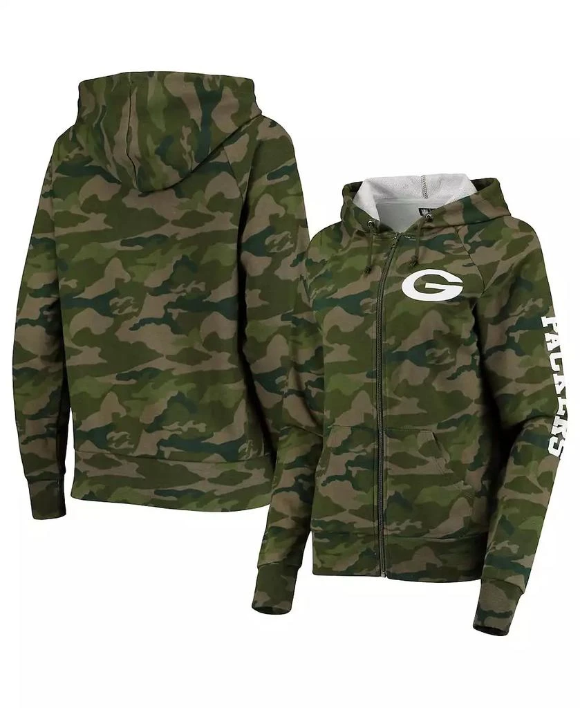 New Era Women's Camo Green Bay Packers Raglan Full-Zip Hoodie 4