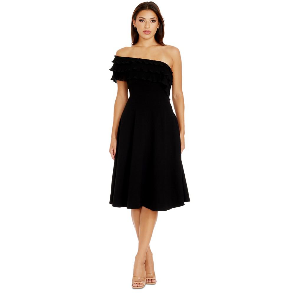Dress the Population Women's Kristy One-Shoulder Ruffle Dress