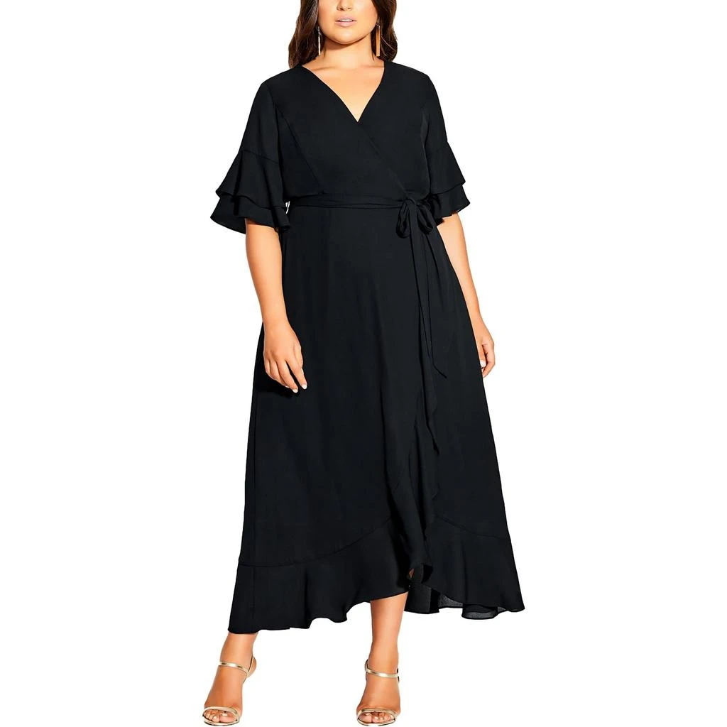 City Chic Plus Womens Flutter Sleeve Long Maxi Dress 2