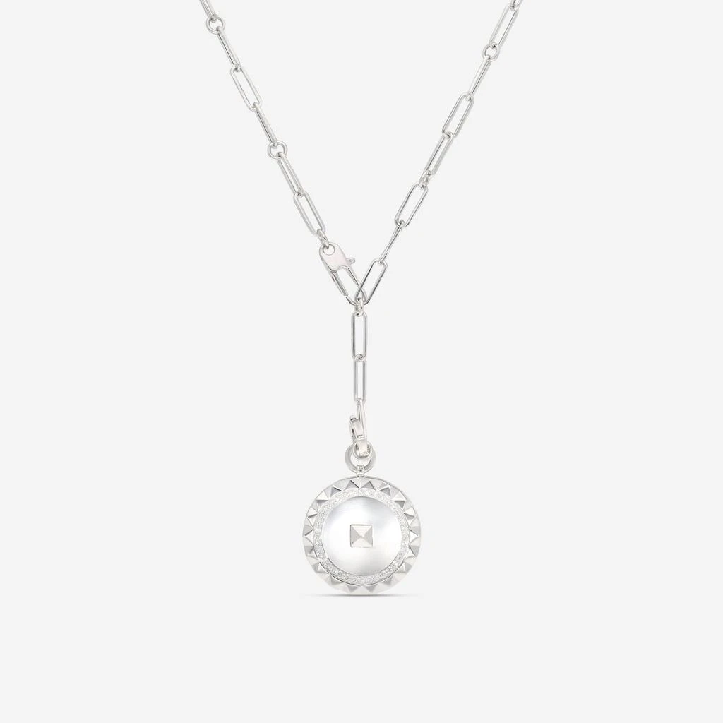 Roberto Coin Roberto Coin Obelisco 18K White Gold Diamond Medallion Pendant Necklace 8883121AW19X-copy