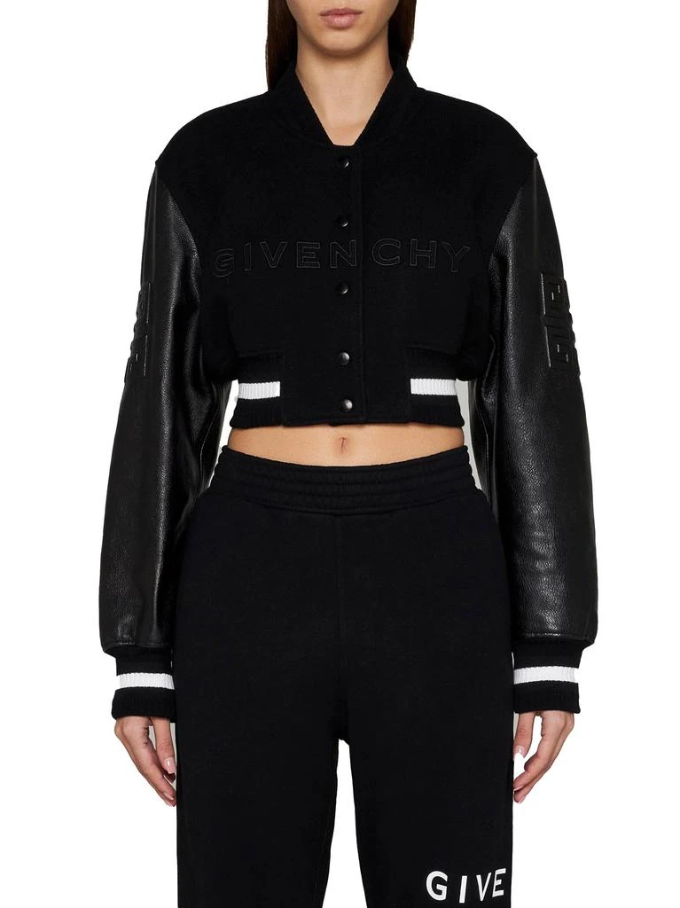 Givenchy GIVENCHY | Wool and leather cropped varsity jacket | Women | 38 3