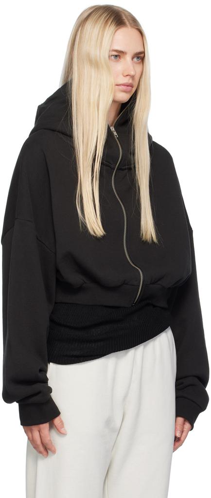 Entire Studios Black Cropped Full Zip Hoodie - Hoodies