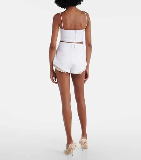 Magda Butrym Crochet-trimmed cotton-blend shorts 3
