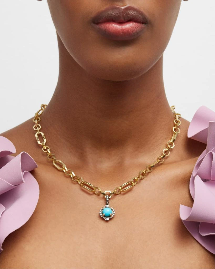 Dominique Cohen 18K Black and Yellow Gold Sleeping Beauty Turquoise and Diamond Pendant 3