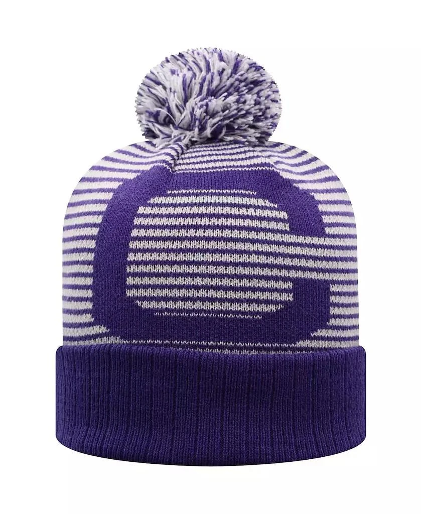 Top of the World Men's Purple Clemson Tigers Line Up Cuffed Knit Hat with Pom 2