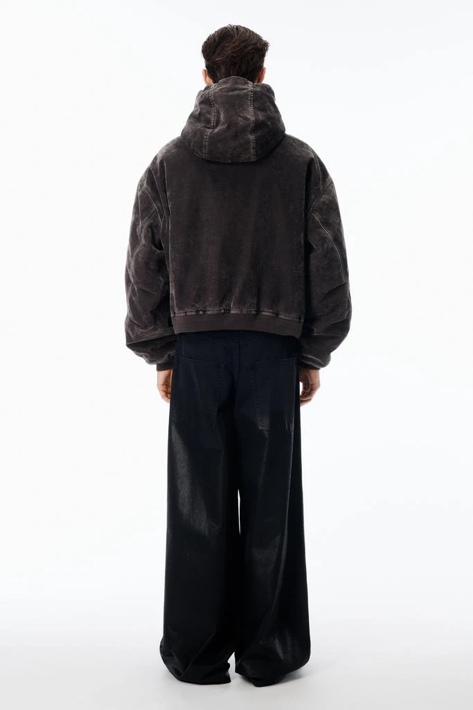Alexander Wang Unisex Carpenter Hoodie in Flocked Denim Oversized 4