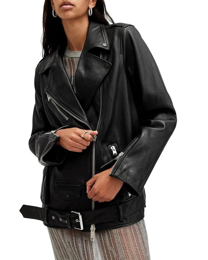 ALL SAINTS Billie Leather Oversized Biker Jacket 4