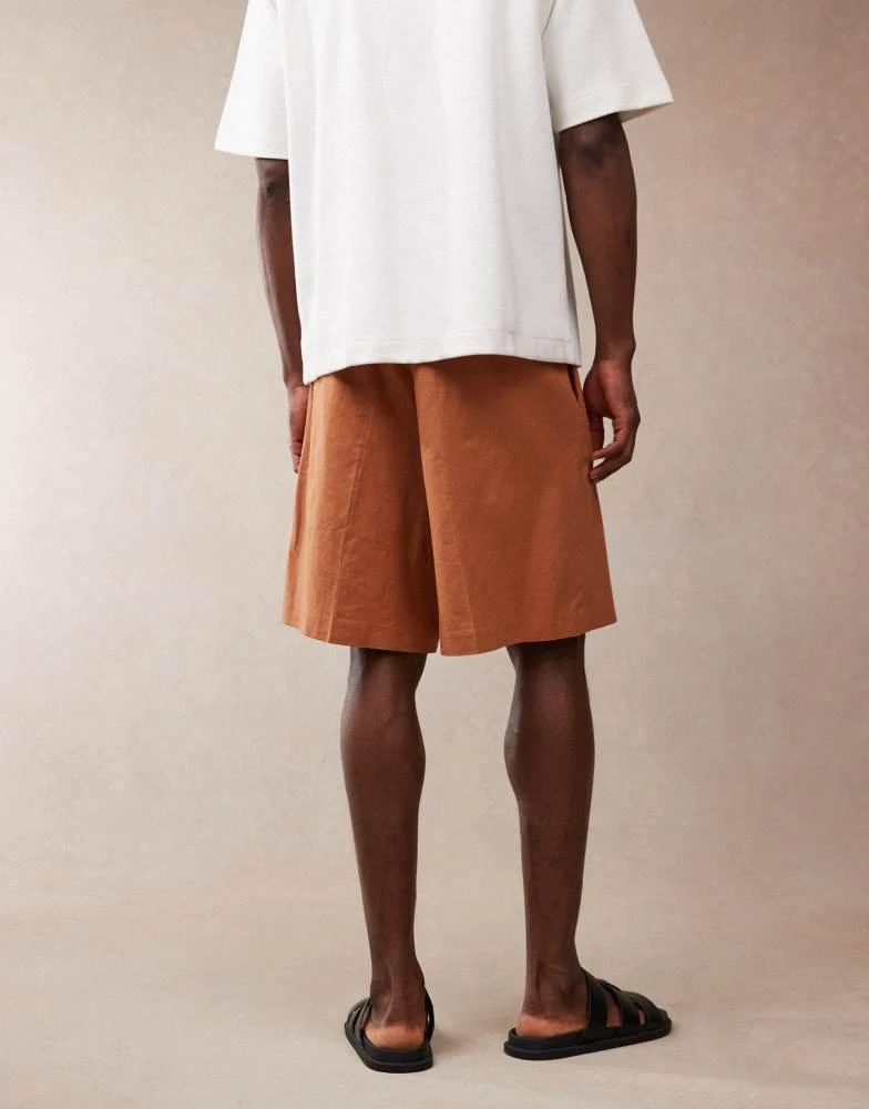 ASOS ASOS DESIGN smart linen blend bermuda shorts in rust 5