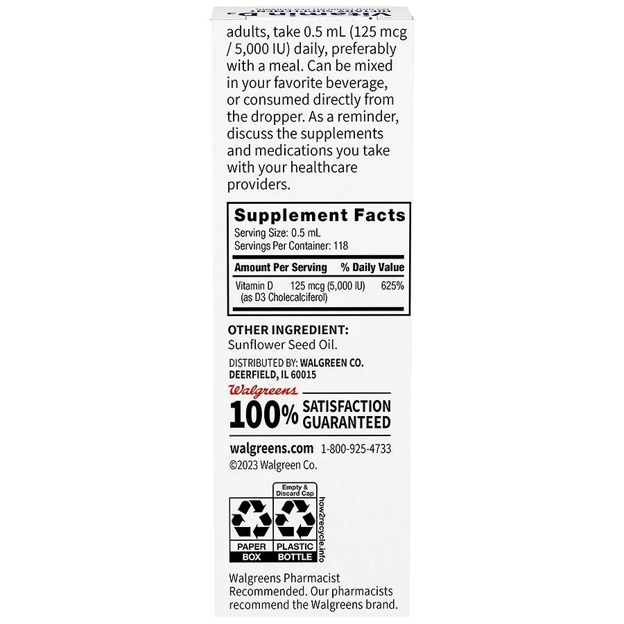 Walgreens Free & Pure Vitamin D3 125 mcg (5000 IU) Liquid (100 days) 3