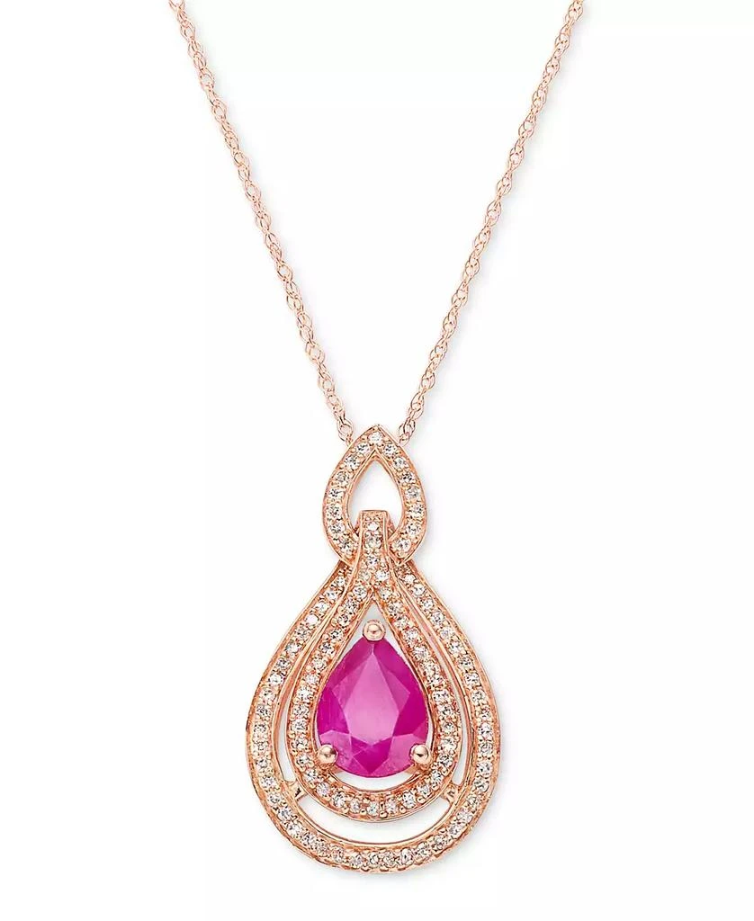 Macy's Sapphire (1-1/4 ct. t.w.) & Diamond (1/4 ct. t.w.) 18" Pendant Necklace in 14k White Gold (Also available in Tanzanite, Emerald and Ruby) 8