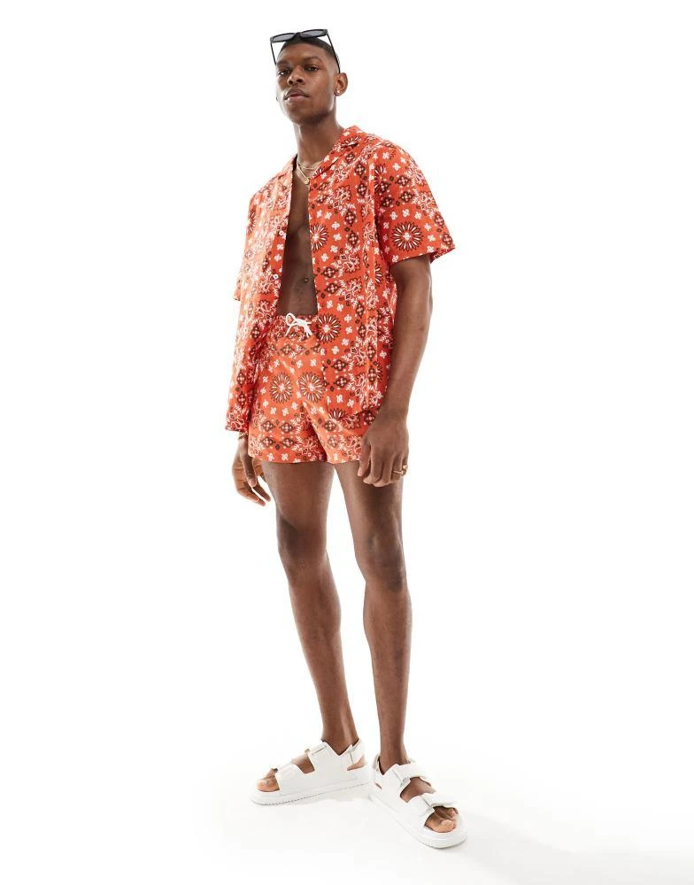 ASOS ASOS DESIGN co-ord relaxed revere shirt with bandana print in red 4