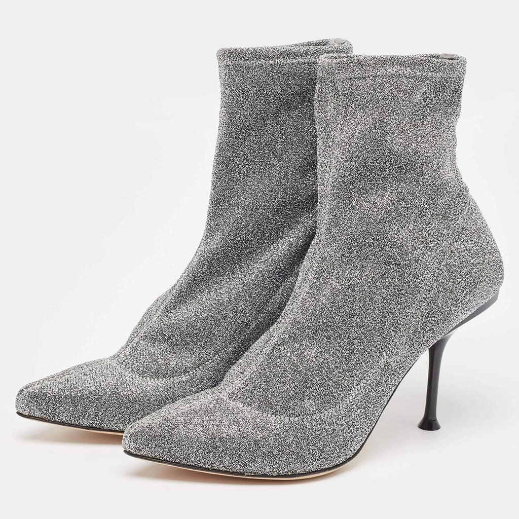 Sergio Rossi Sergio Rossi Silver Knit Fabric Sock Ankle Boots Size 36 2