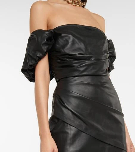Zeynep Arçay Leather off-the-shoulder minidress 5