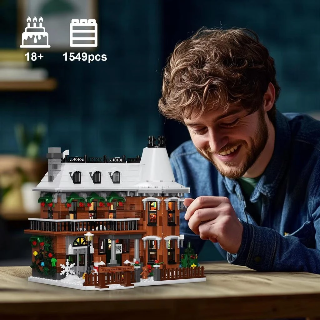 BuildMoc Wonderfuled Life Holiday Snow House Building Blocks Set - 1549 Pieces Gift for Friends and Family 5