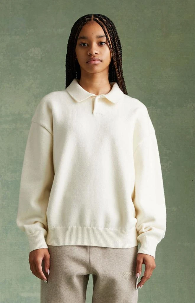 Essentials Essentials Cloud Dancer Knit Polo Sweater 2