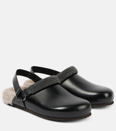 Brunello Cucinelli Monili shearling-lined leather clogs 1