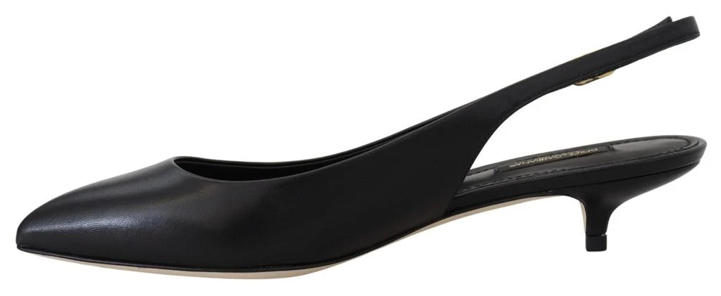 Dolce & Gabbana Dolce & Gabbana Black Leather Slingbacks Heels Pumps Shoes 7