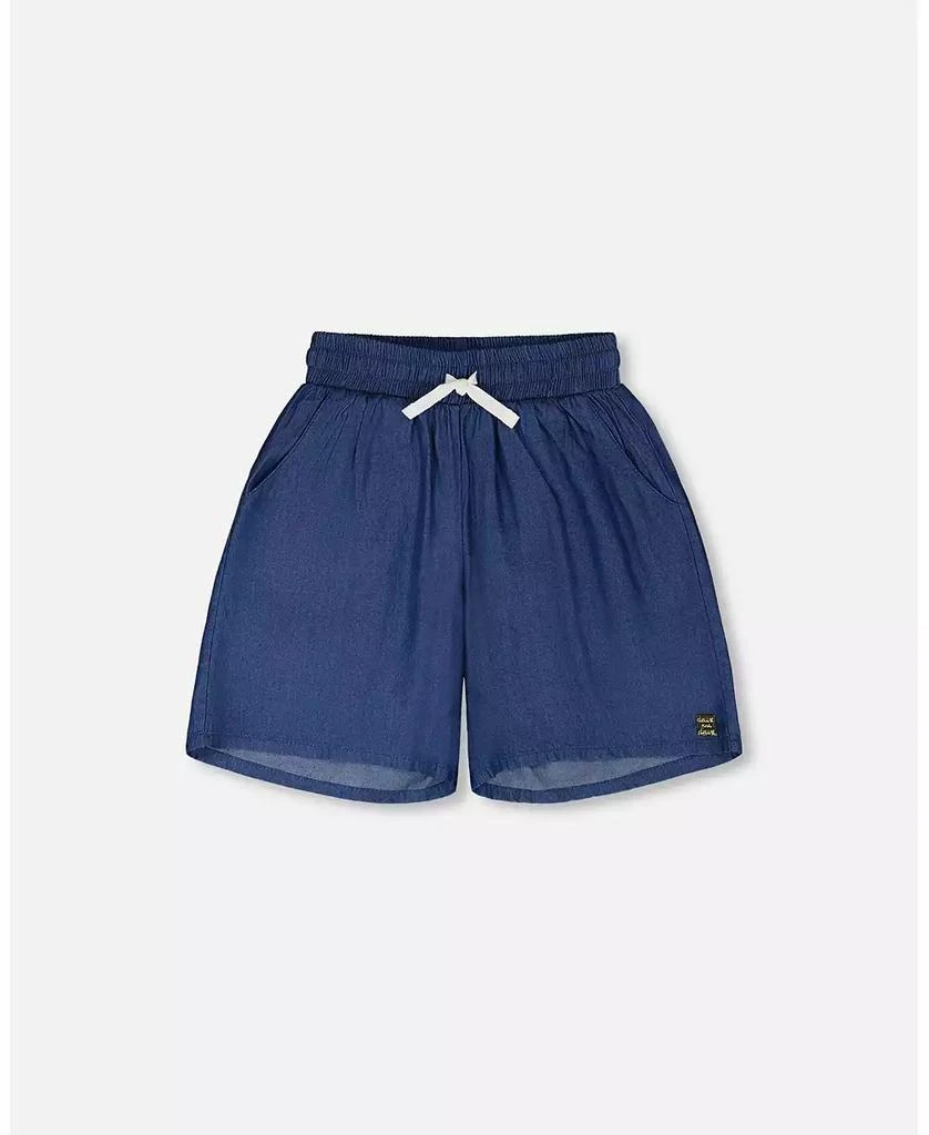 Deux par Deux Toddler Girls Blue Chambray Bermudas