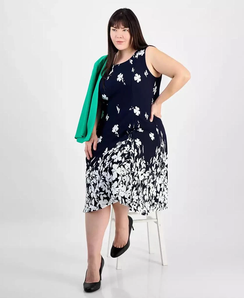 Sandra Darren Plus Size Floral-Print Textured 2-Pc. Jacket Dress 4